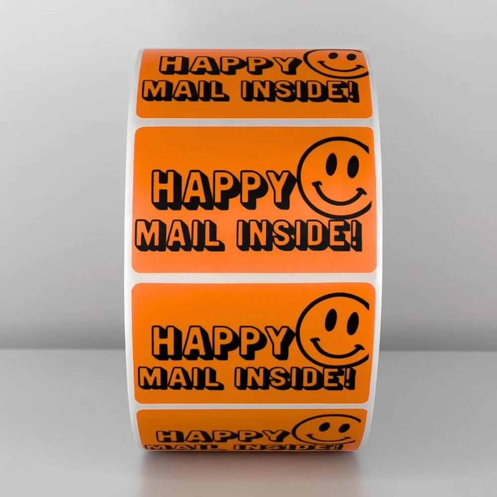 Happy Mail Inside Stickers | Smiley Face Labels for Cute Packaging & Shipping